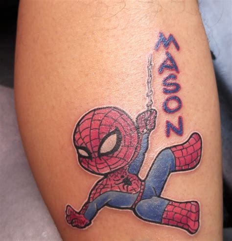 spiderman tattoo|cute baby spider-man tattoo.